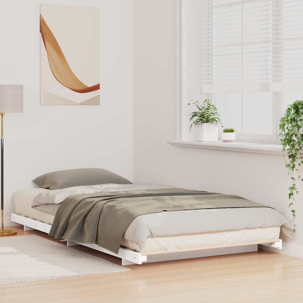vidaXL Σκελετός Κρεβατιού Λευκό 90 x 220 cm Στερεά ξυλεία πεύκου