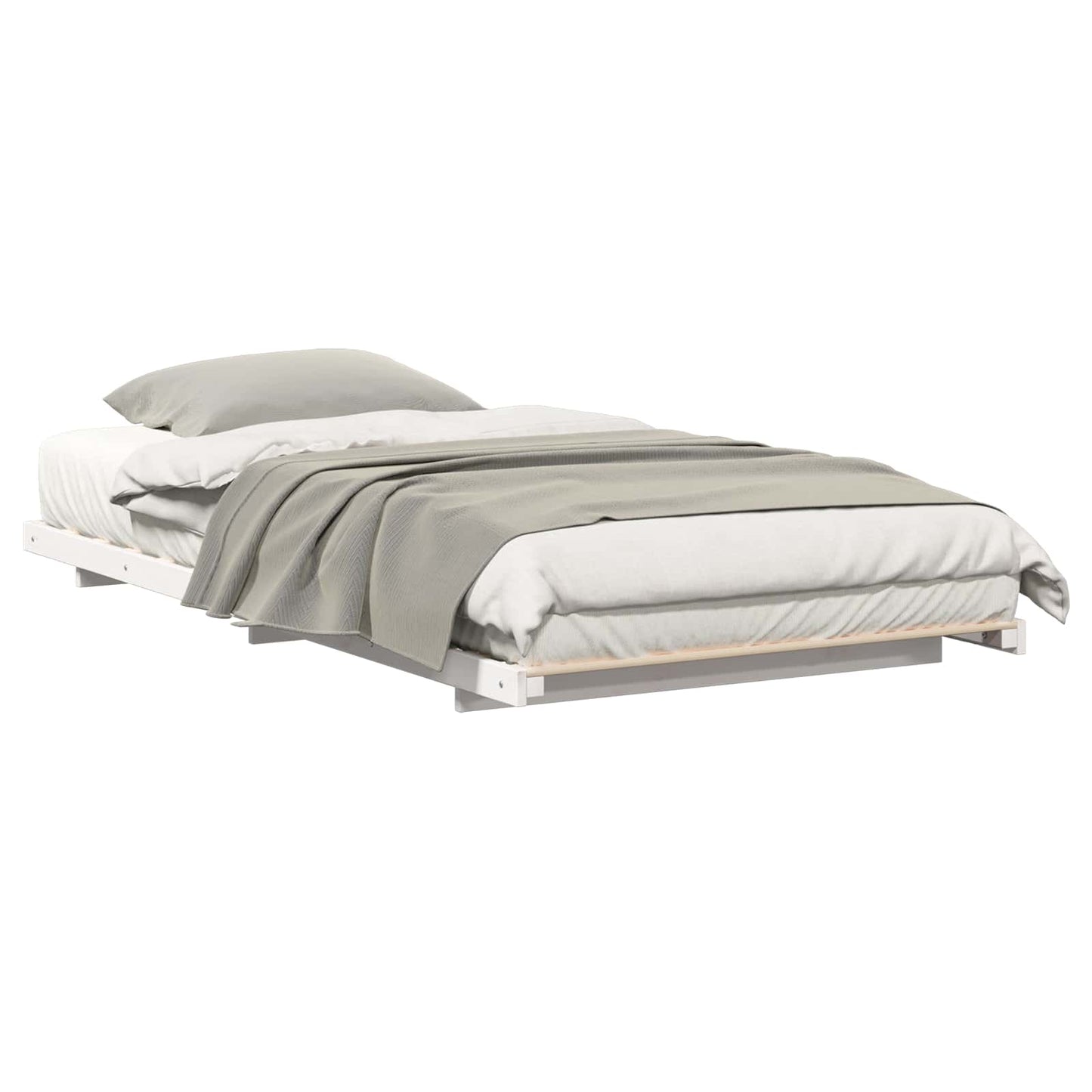 vidaXL Σκελετός Κρεβατιού Λευκό 90 x 220 cm Στερεά ξυλεία πεύκου