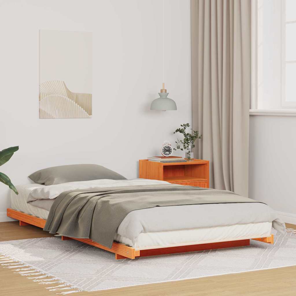 vidaXL Σκελετός Κρεβατιού Κερωτό καφέ 100 x 220 cm
