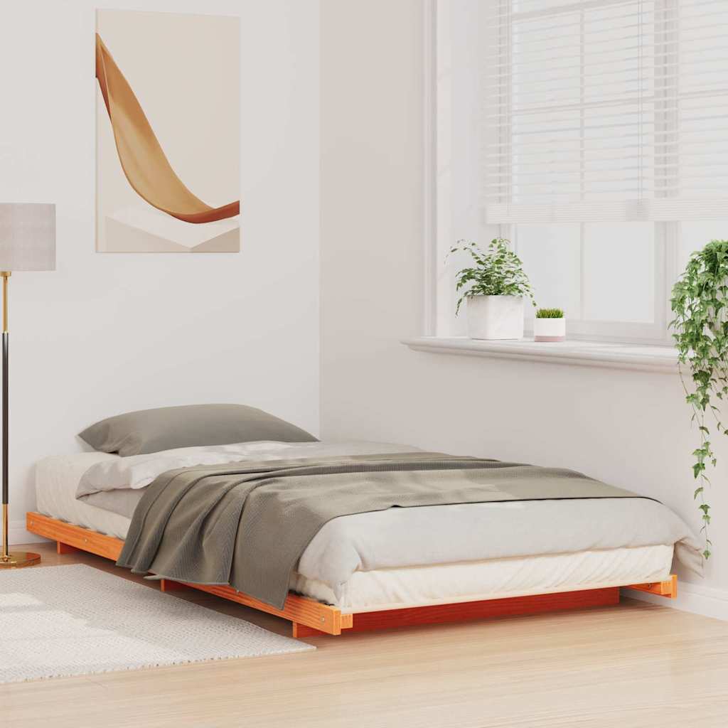 vidaXL Σκελετός Κρεβατιού Κερωτό καφέ 100 x 220 cm