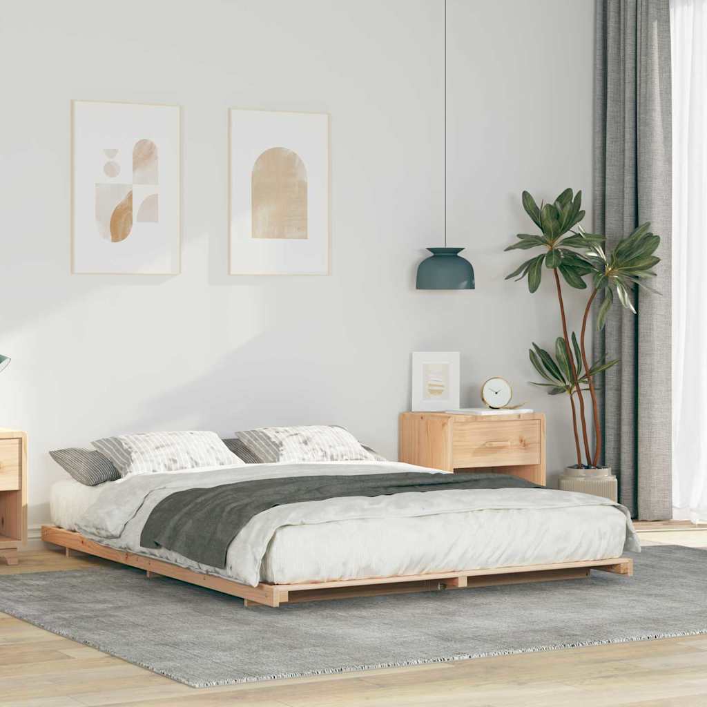 vidaXL Σκελετός Κρεβατιού Καφέ 140 x 220 cm Στερεά ξυλεία πεύκου