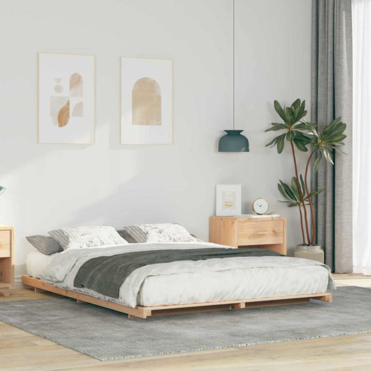 vidaXL Σκελετός Κρεβατιού Καφέ 140 x 220 cm Στερεά ξυλεία πεύκου