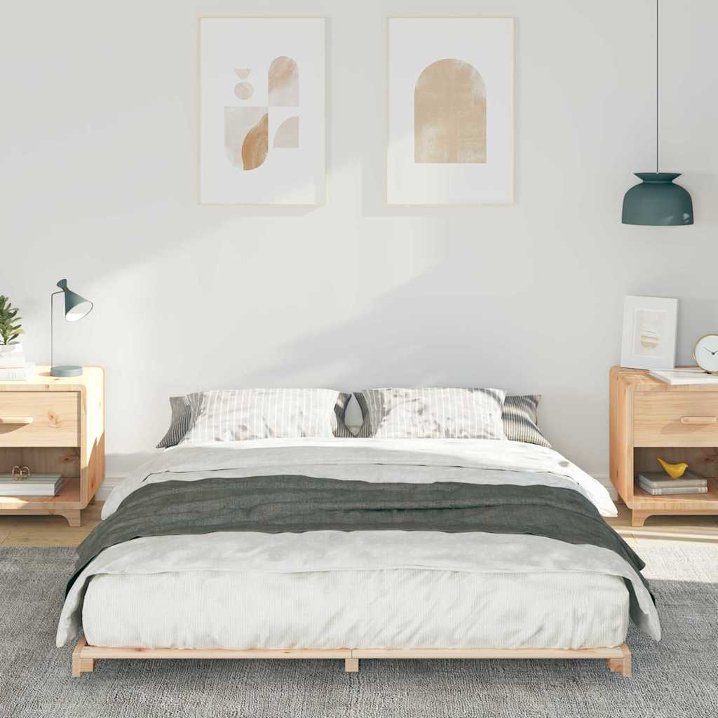 vidaXL Σκελετός Κρεβατιού Καφέ 140 x 220 cm Στερεά ξυλεία πεύκου