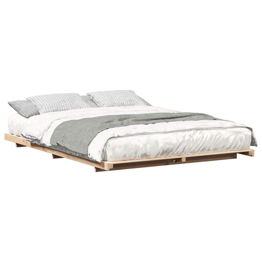 vidaXL Σκελετός Κρεβατιού Καφέ 140 x 220 cm Στερεά ξυλεία πεύκου