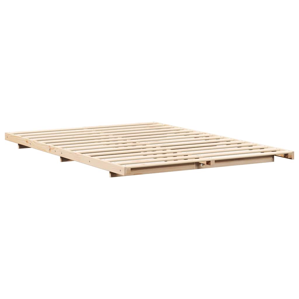 vidaXL Σκελετός Κρεβατιού Καφέ 140 x 220 cm Στερεά ξυλεία πεύκου