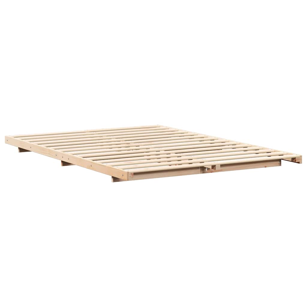 vidaXL Σκελετός Κρεβατιού Καφέ 140 x 220 cm Στερεά ξυλεία πεύκου
