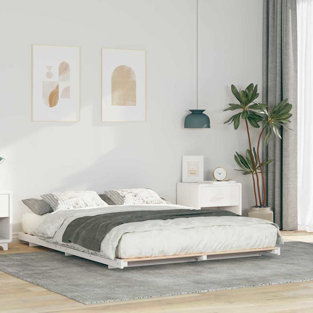 vidaXL Σκελετός Κρεβατιού Λευκό 140 x 220 cm Στερεά ξυλεία πεύκου