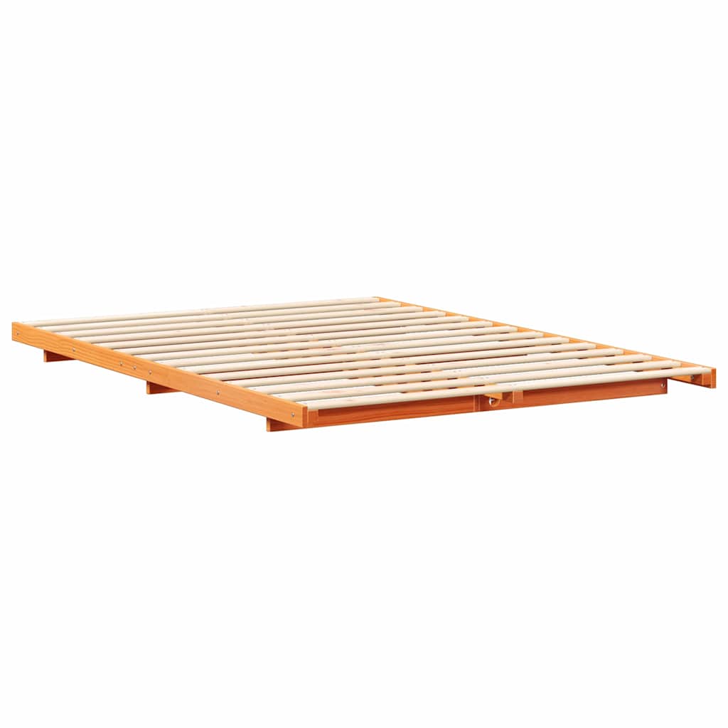vidaXL Σκελετός Κρεβατιού Κερωτό καφέ 140 x 220 cm