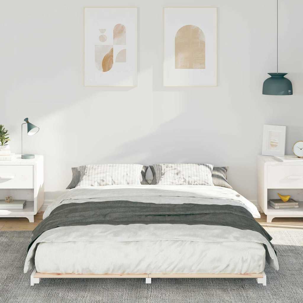 vidaXL Σκελετός Κρεβατιού Λευκό 160 x 220 cm Στερεά ξυλεία πεύκου