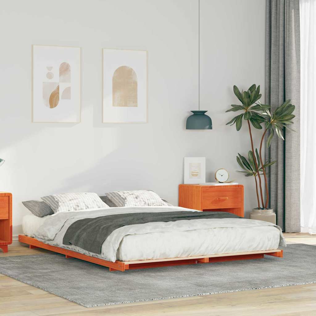vidaXL Σκελετός Κρεβατιού Κερωτό καφέ 160 x 220 cm