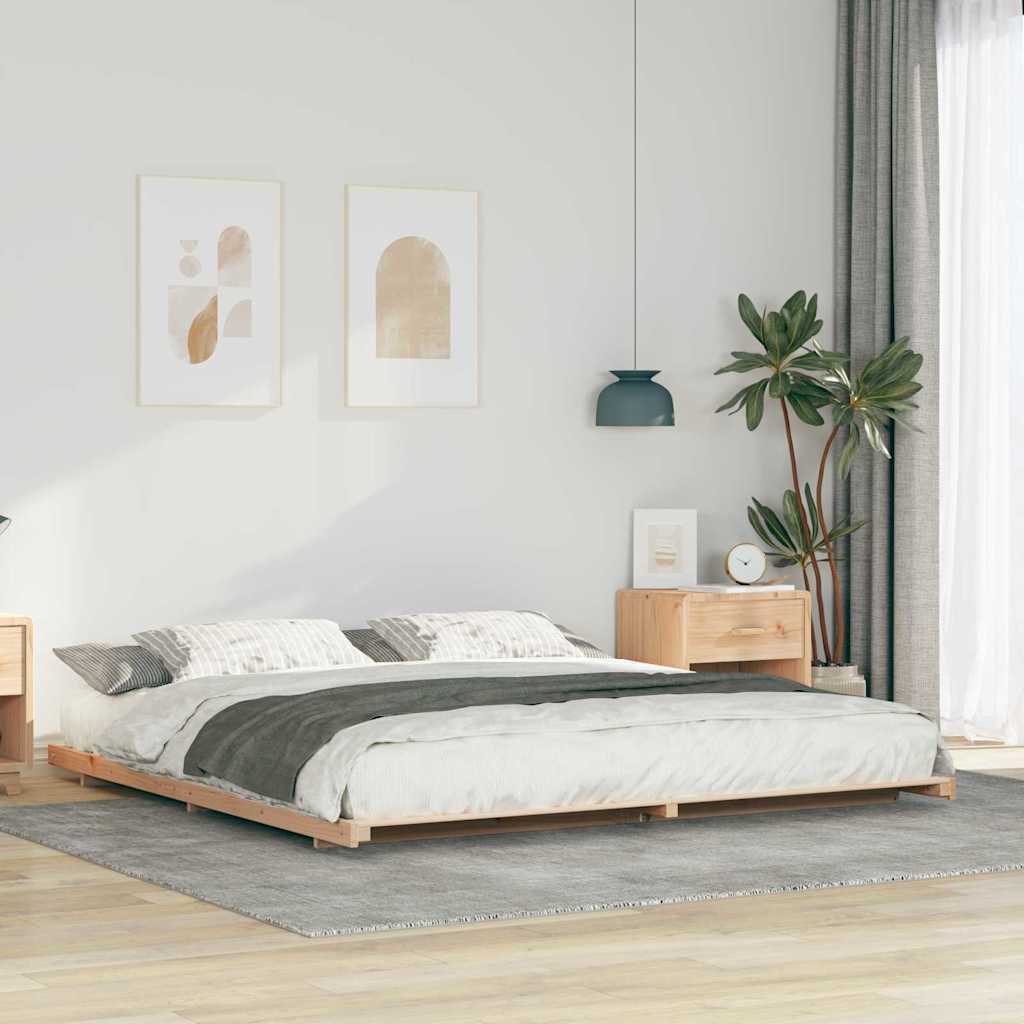 vidaXL Σκελετός Κρεβατιού Καφέ 200 x 220 cm Στερεά ξυλεία πεύκου