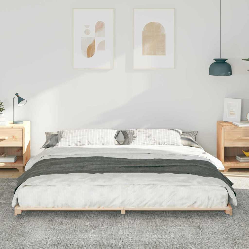 vidaXL Σκελετός Κρεβατιού Καφέ 200 x 220 cm Στερεά ξυλεία πεύκου