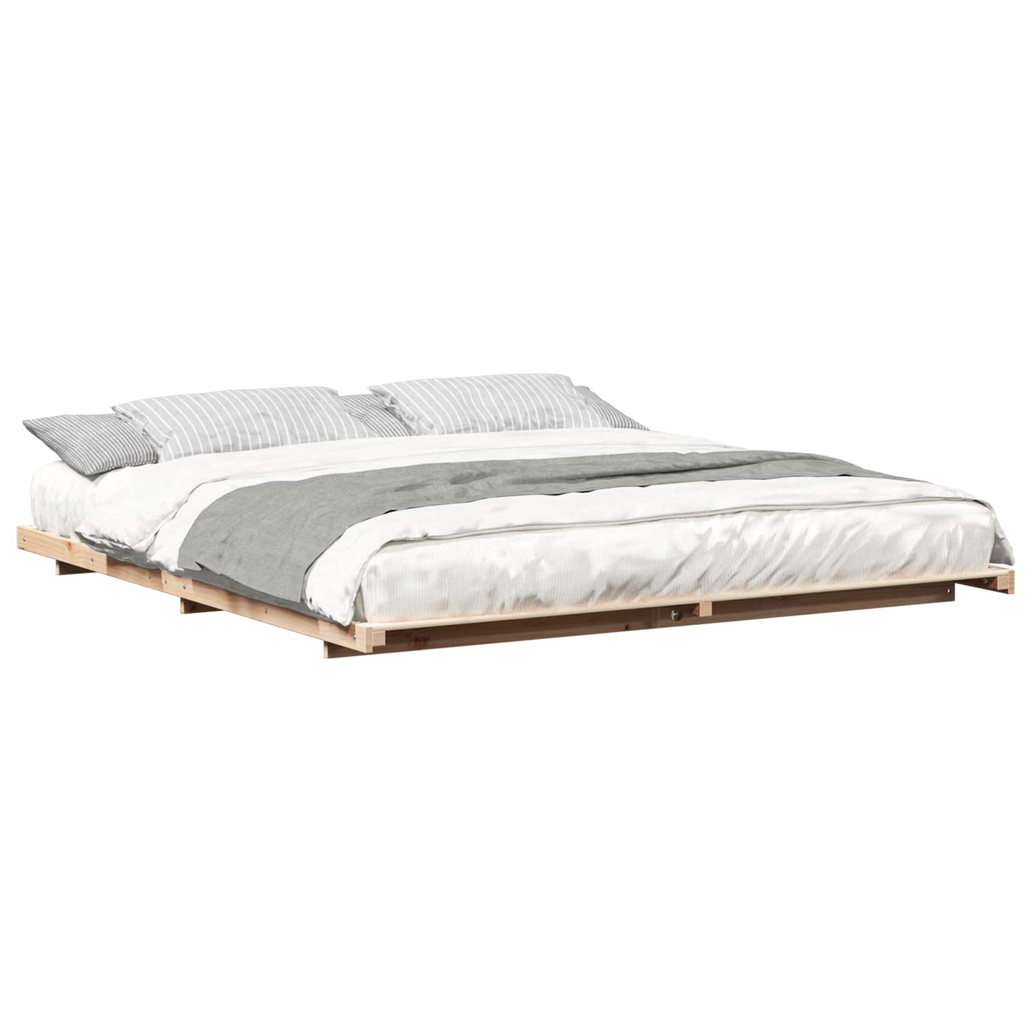 vidaXL Σκελετός Κρεβατιού Καφέ 200 x 220 cm Στερεά ξυλεία πεύκου