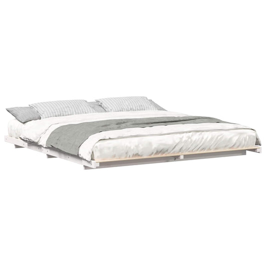 vidaXL Σκελετός Κρεβατιού Λευκό 200 x 220 cm Στερεά ξυλεία πεύκου