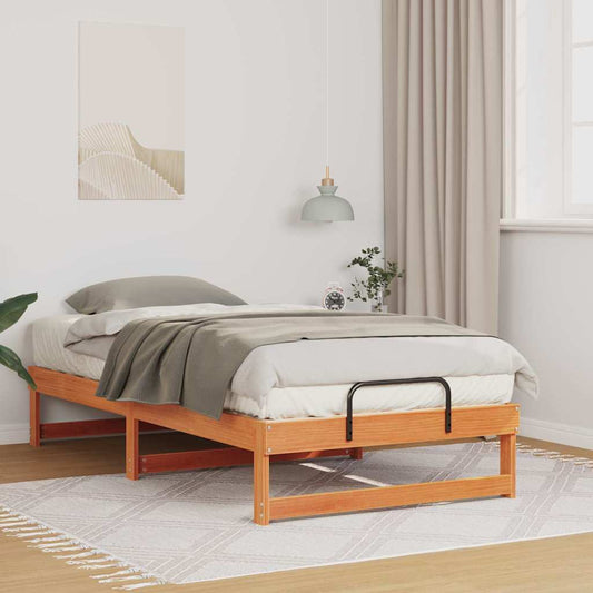 vidaXL Σκελετός Κρεβατιού Καφέ 75 x 190 cm Στερεά ξυλεία πεύκου