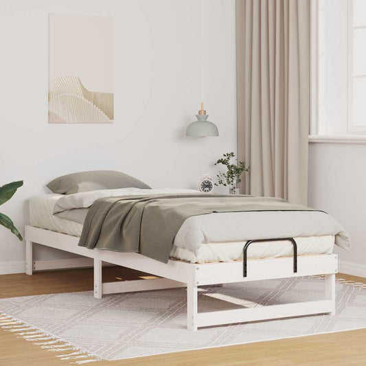 vidaXL Σκελετός Κρεβατιού Λευκό 90 x 210 cm Στερεά ξυλεία πεύκου