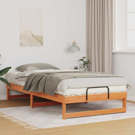 vidaXL Σκελετός Κρεβατιού Καφέ 100 x 210 cm Στερεά ξυλεία πεύκου