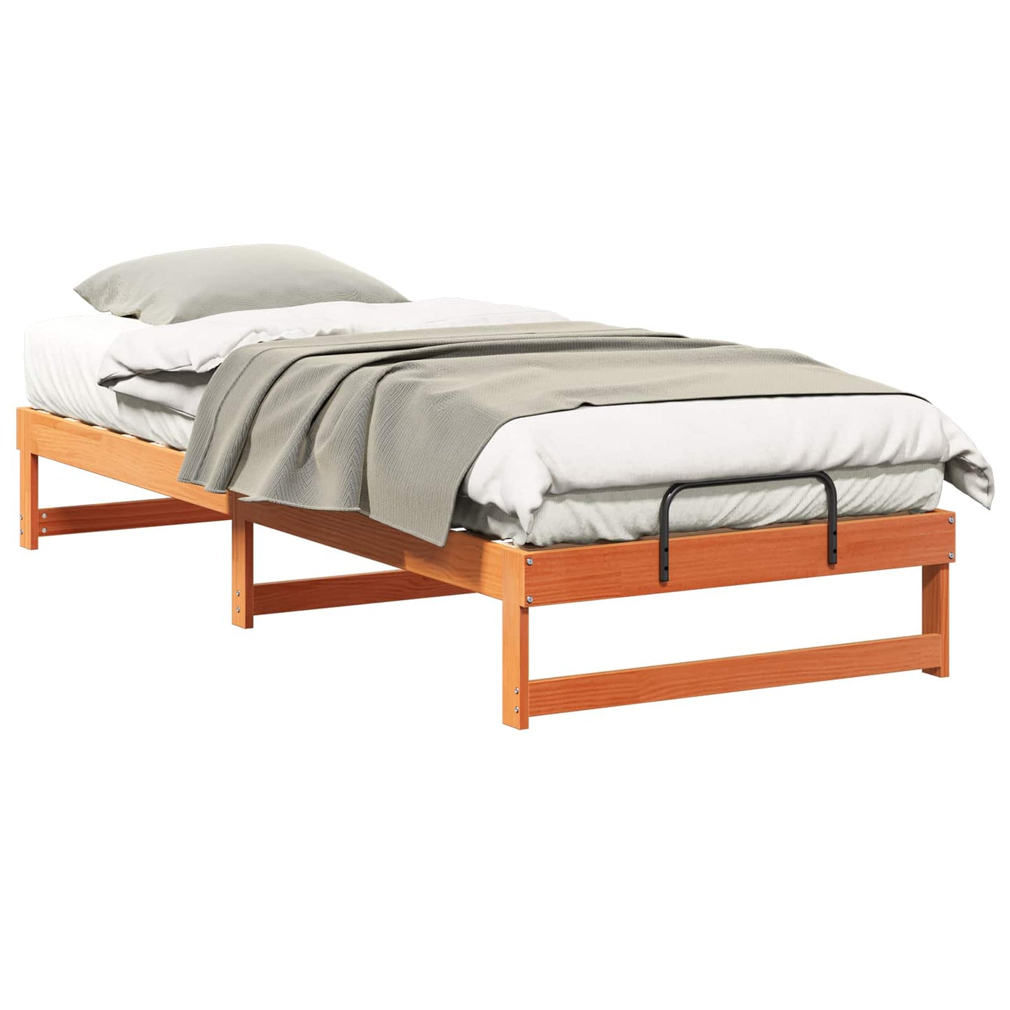 vidaXL Σκελετός Κρεβατιού Καφέ 90 x 220 cm Στερεά ξυλεία πεύκου