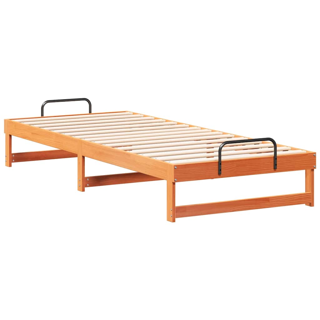 vidaXL Σκελετός Κρεβατιού Καφέ 90 x 220 cm Στερεά ξυλεία πεύκου