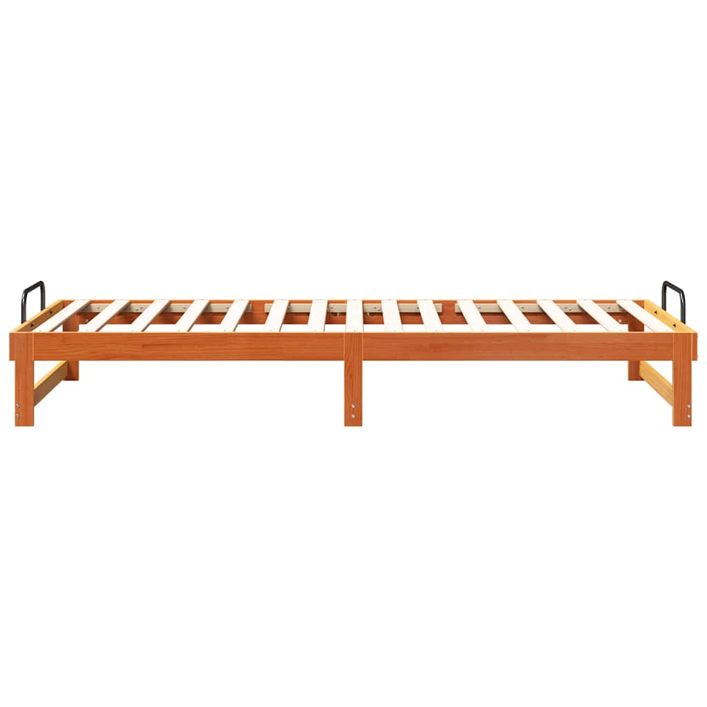 vidaXL Σκελετός Κρεβατιού Καφέ 90 x 220 cm Στερεά ξυλεία πεύκου