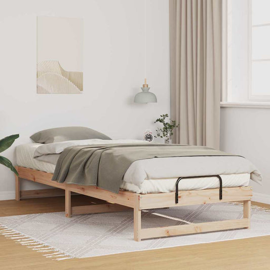 vidaXL Σκελετός Κρεβατιού Καφέ 100 x 220 cm Στερεά ξυλεία πεύκου