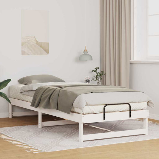 vidaXL Σκελετός Κρεβατιού Λευκό 100 x 220 cm Στερεά ξυλεία πεύκου