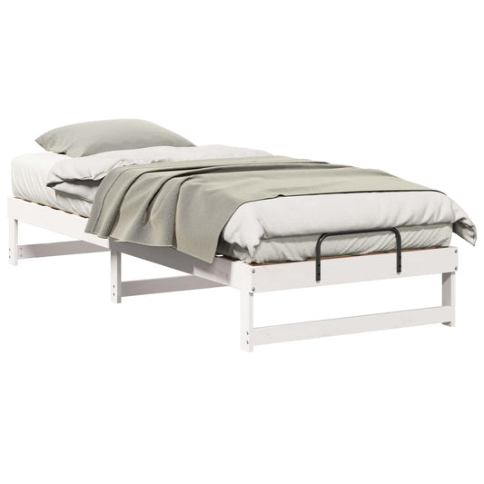 vidaXL Σκελετός Κρεβατιού Λευκό 100 x 220 cm Στερεά ξυλεία πεύκου