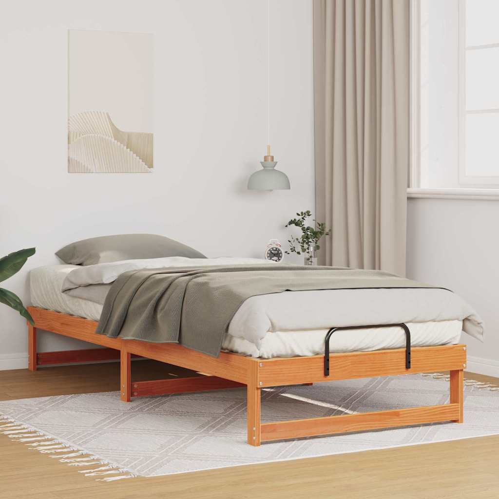 vidaXL Σκελετός Κρεβατιού Καφέ 100 x 220 cm Στερεά ξυλεία πεύκου