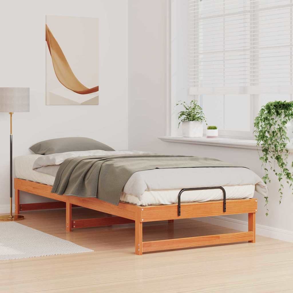 vidaXL Σκελετός Κρεβατιού Καφέ 100 x 220 cm Στερεά ξυλεία πεύκου