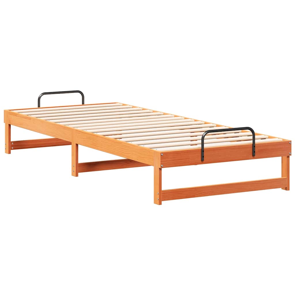vidaXL Σκελετός Κρεβατιού Καφέ 100 x 220 cm Στερεά ξυλεία πεύκου