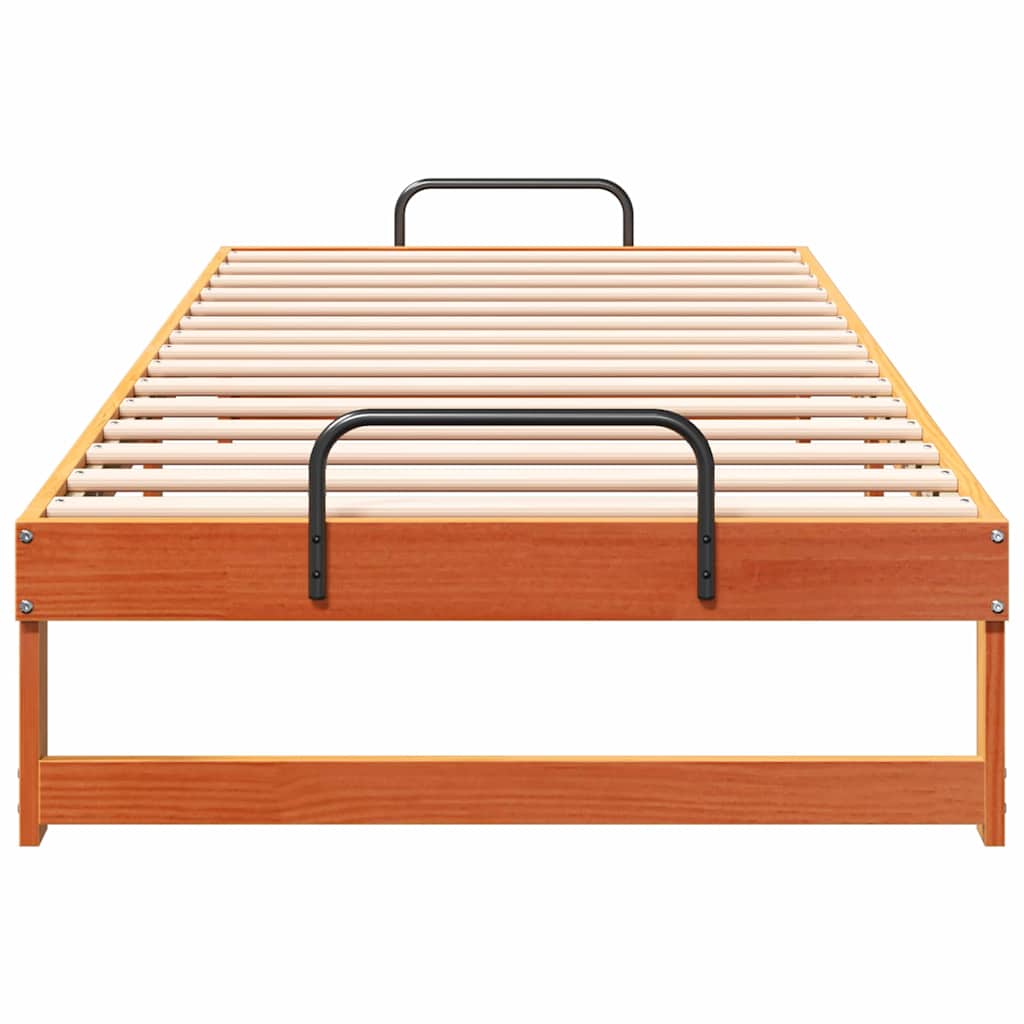 vidaXL Σκελετός Κρεβατιού Καφέ 100 x 220 cm Στερεά ξυλεία πεύκου