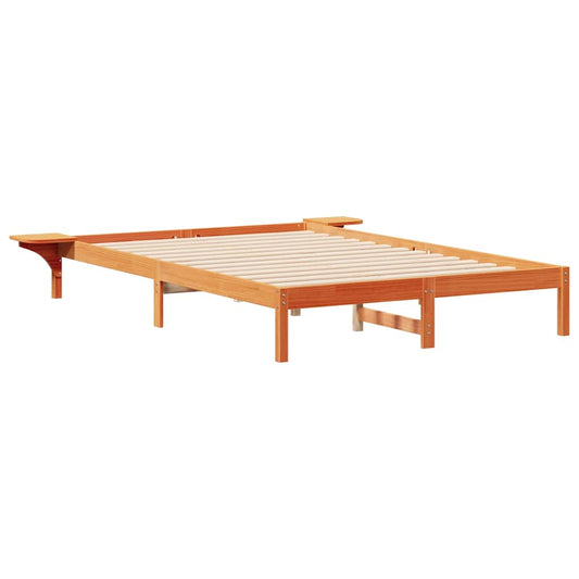 vidaXL Κρεβατοκάμαρα με Πλαϊνά Τραπέζια Κερωτό καφέ 140 x 220 cm