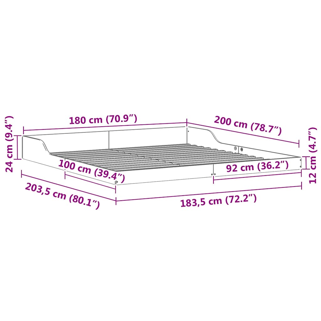 vidaXL Σκελετός Κρεβατιού Λευκό 180 x 200 cm Στερεά ξυλεία πεύκου