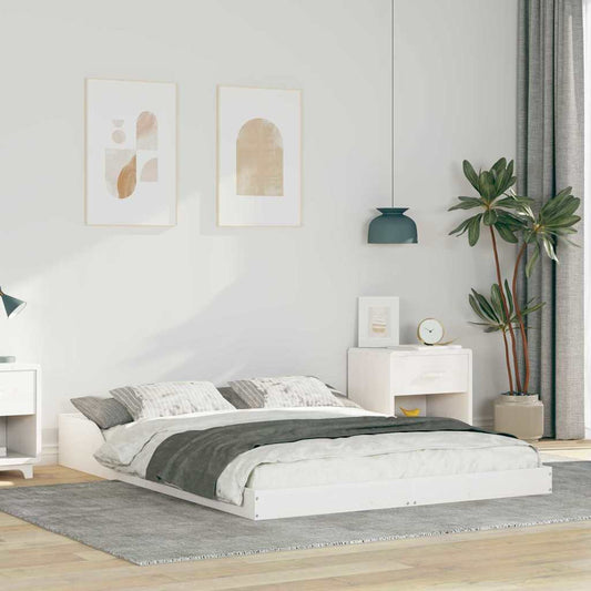 vidaXL Σκελετός Κρεβατιού Λευκό 135 x 190 cm Στερεά ξυλεία πεύκου
