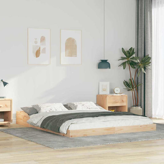 vidaXL Σκελετός Κρεβατιού Καφέ 140 x 220 cm Στερεά ξυλεία πεύκου