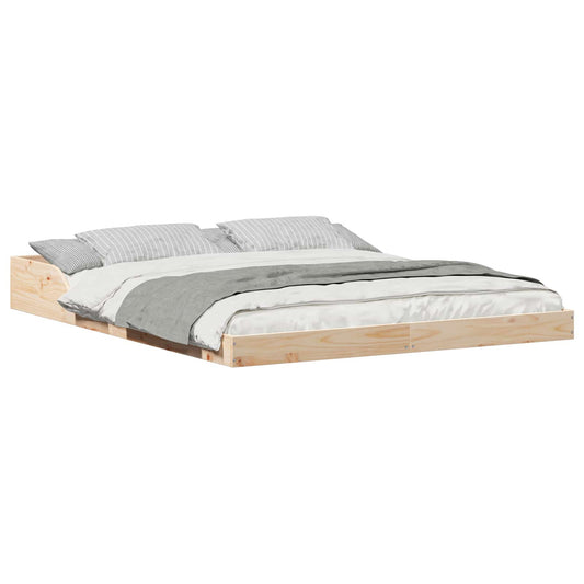 vidaXL Σκελετός Κρεβατιού Καφέ 140 x 220 cm Στερεά ξυλεία πεύκου