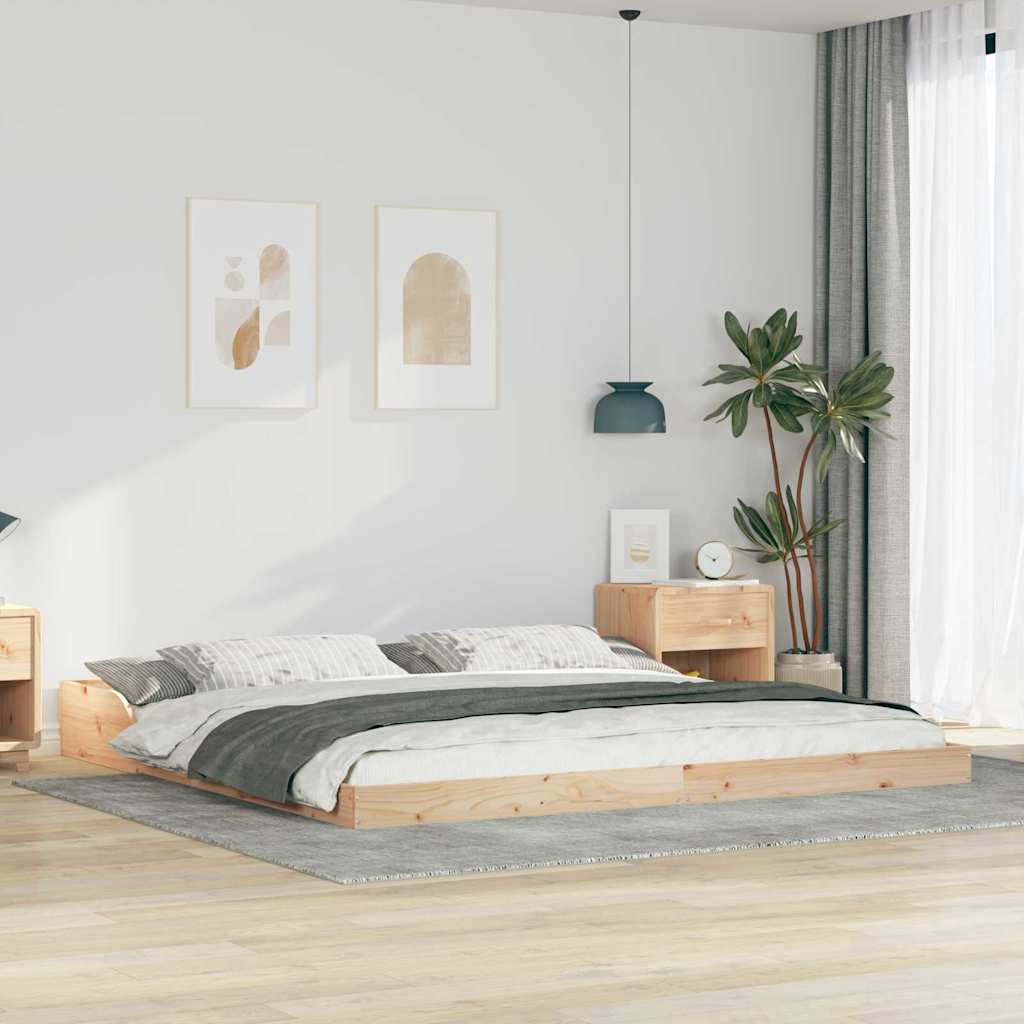 vidaXL Σκελετός Κρεβατιού Καφέ 200 x 220 cm Στερεά ξυλεία πεύκου