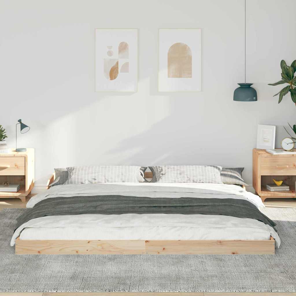 vidaXL Σκελετός Κρεβατιού Καφέ 200 x 220 cm Στερεά ξυλεία πεύκου