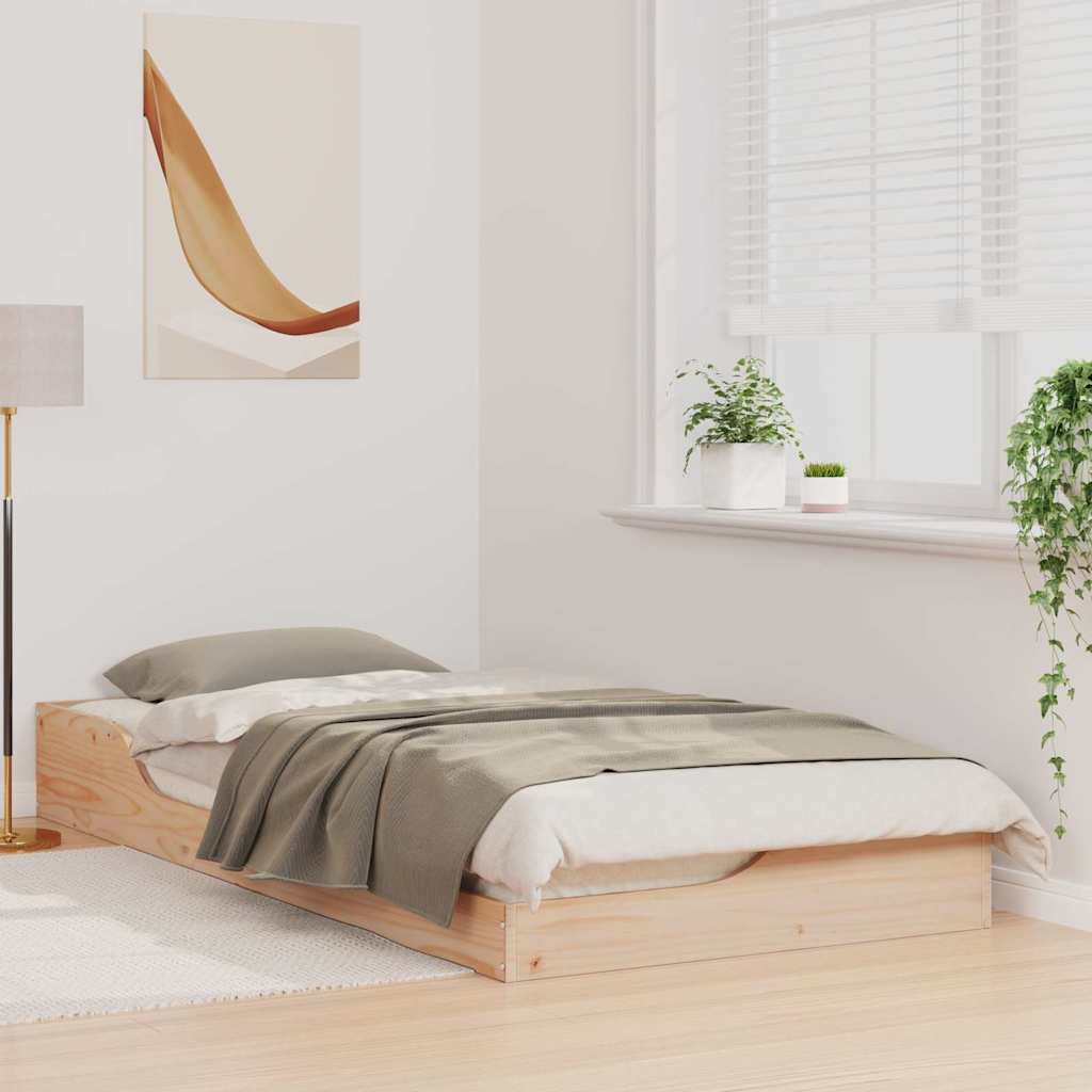 vidaXL Σκελετός Κρεβατιού Καφέ 100 x 200 cm Στερεά ξυλεία πεύκου
