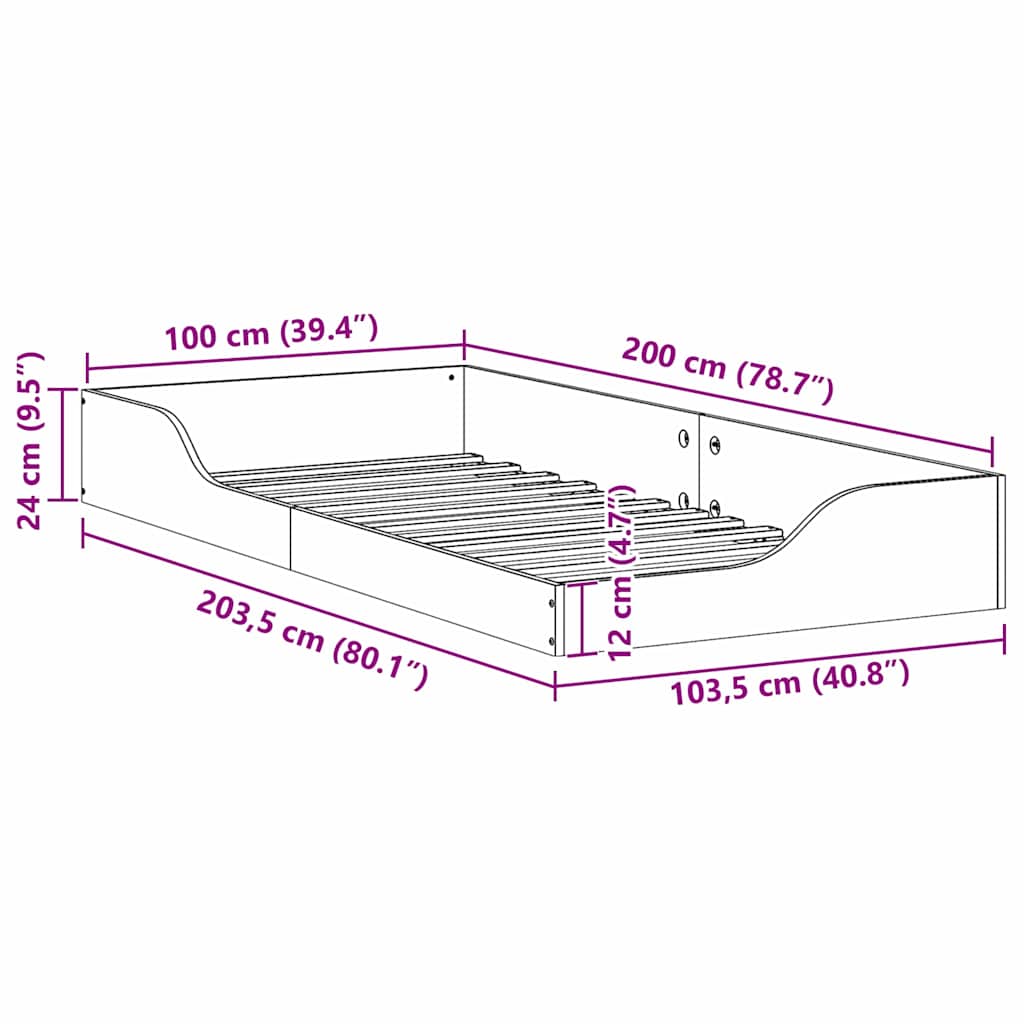 vidaXL Σκελετός Κρεβατιού Κερωτό καφέ 100 x 200 cm