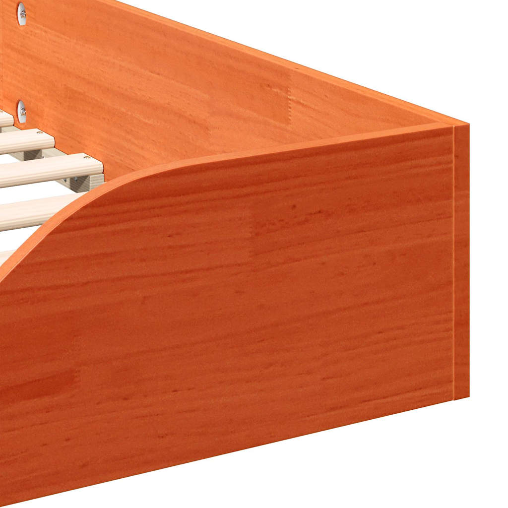 vidaXL Κρεβάτι δαπέδου Καφέ κεριού 80 x 200 cm Μασίφ ξύλο πεύκου