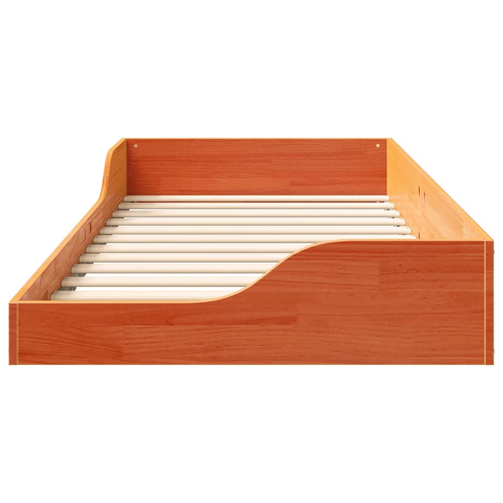 vidaXL Κρεβάτι δαπέδου Καφέ κεριού 80 x 200 cm Μασίφ ξύλο πεύκου