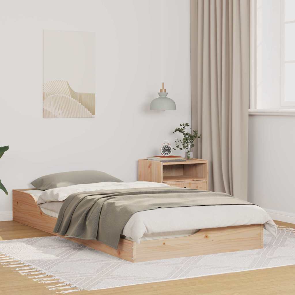 vidaXL Σκελετός Κρεβατιού Καφέ 75 x 190 cm Στερεά ξυλεία πεύκου
