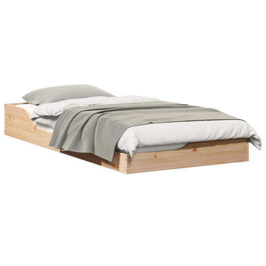 vidaXL Σκελετός Κρεβατιού Καφέ 75 x 190 cm Στερεά ξυλεία πεύκου