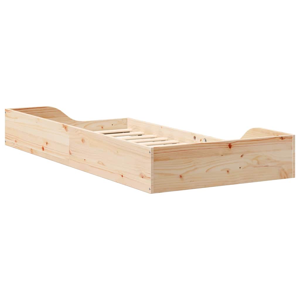 vidaXL Σκελετός Κρεβατιού Καφέ 75 x 190 cm Στερεά ξυλεία πεύκου