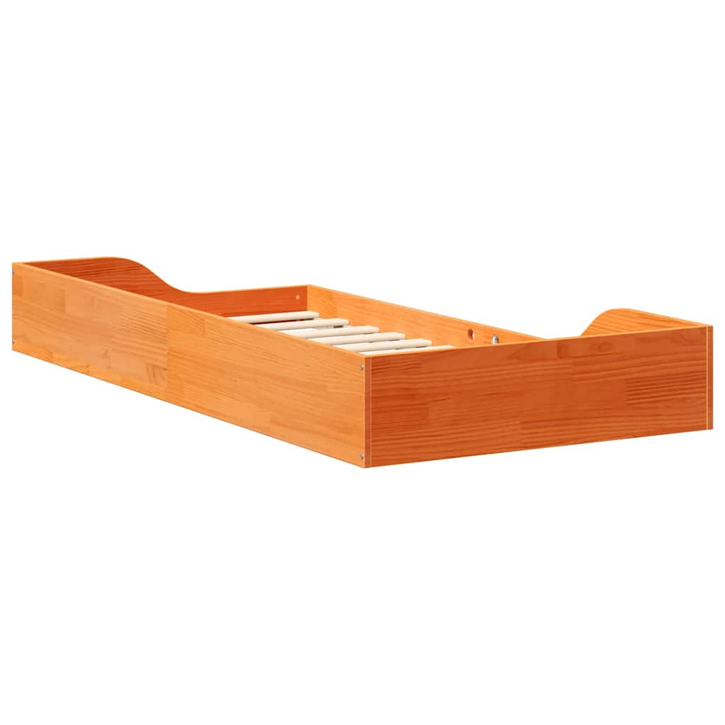 vidaXL Σκελετός Κρεβατιού Κερωτό καφέ 75 x 190 cm Στερεά ξυλεία πεύκου