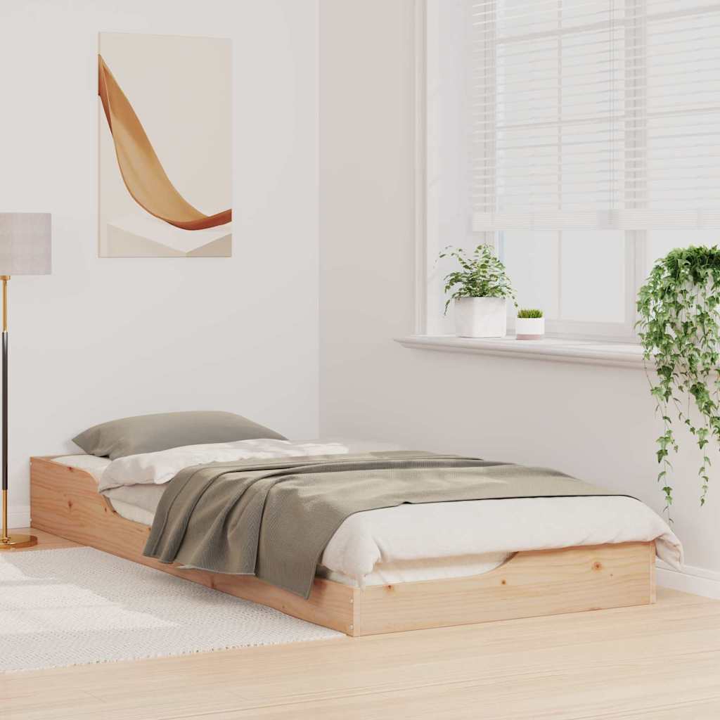 vidaXL Σκελετός Κρεβατιού Καφέ 80 x 220 cm Στερεά ξυλεία πεύκου