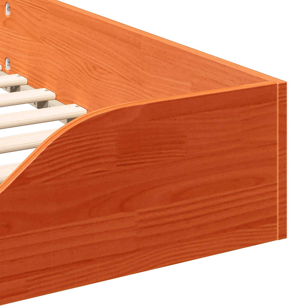 vidaXL Σκελετός Κρεβατιού Κερωτό καφέ 80 x 220 cm Στερεά ξυλεία πεύκου