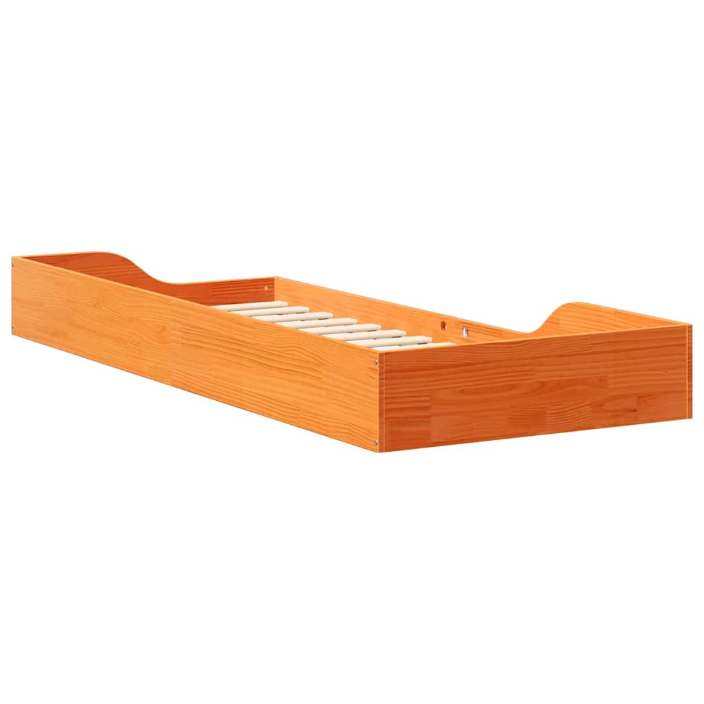 vidaXL Σκελετός Κρεβατιού Κερωτό καφέ 80 x 220 cm Στερεά ξυλεία πεύκου