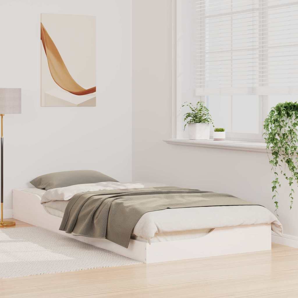 vidaXL Σκελετός Κρεβατιού Λευκό 100 x 220 cm Στερεά ξυλεία πεύκου
